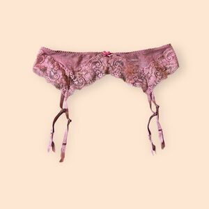 Victoria’s Secret Pink Lace Garter Belt with Velvet Bow